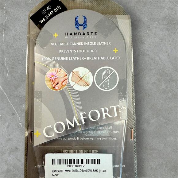 HANDARTE Leather Full Length Dress Shoe Insoles Pair Unisex EU40 US W8.5 / M7 - Picture 5 of 6